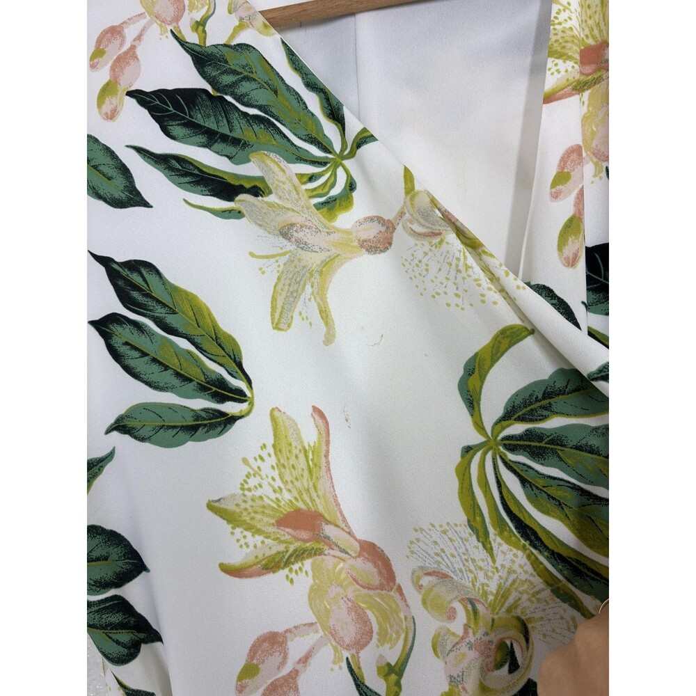 Aritzia Babaton Wallace Wrap Dress Womens Large Cream Floral Sundress - Picture 3 of 16